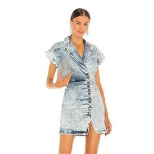 Retrofete Gia Denim Dress in Acid Wash Blue Size XS NWT Short Sleeve